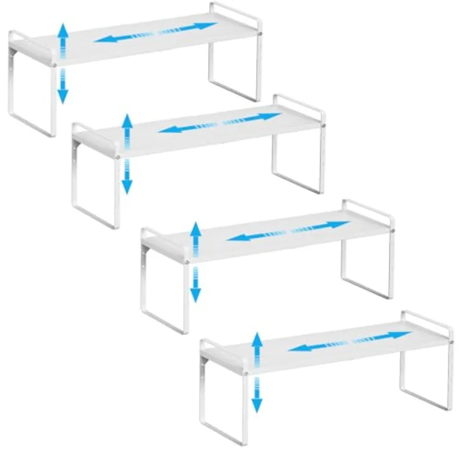

15.5 to 25.5 Inch Kitchen Cabinet Shelf Organizers Adjustable Kitchen Counter Shelf Organizer Set of 4 Expandable Countertop St