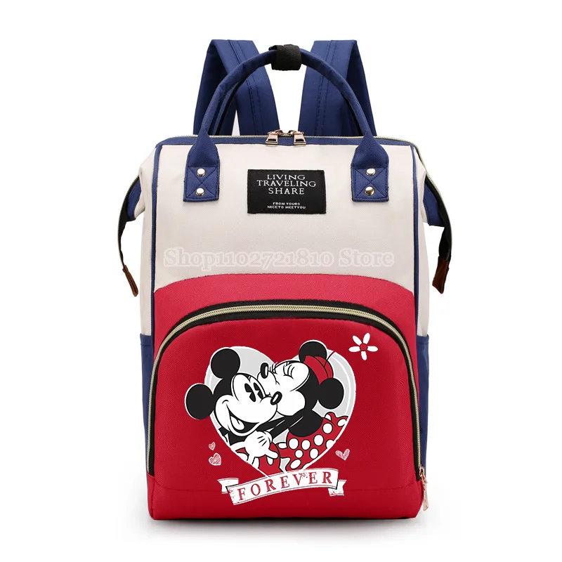 Bolso cambiador de Mickey Mouse de gran capacidad, mochila multifuncional de moda para mamá, bolsas de pañales impermeables para biberones, Anime de dibujos animados