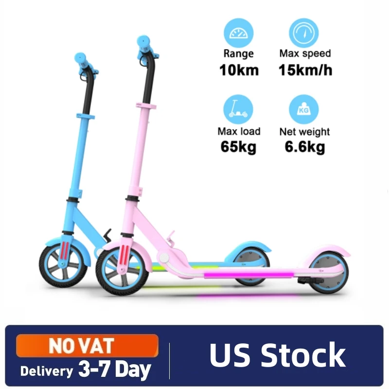 150W Electric Scooter for Child 6-12 Year 16KM/H Foldbale E scooter with Flash Lights Adjustable Height Electric Kick Scooter