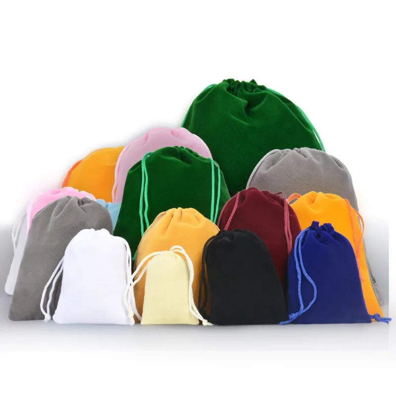 50/100pcs 5x7 7x9 10x12 12x15cm Velvet Jewelry Bags Wedding Packaging Party High Quality Drawstring Packing Gift Bags & Pouches