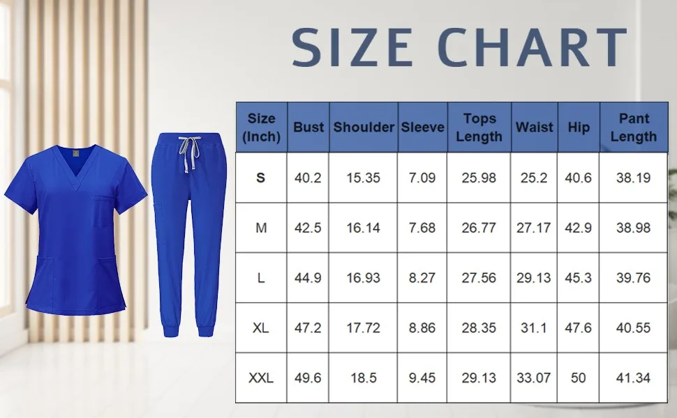 Uniforme de enfermeira feminino tecido de secagem rápida cor sólida com decote em v calças de manga curta terno uniforme de enfermeira com vários bolsos