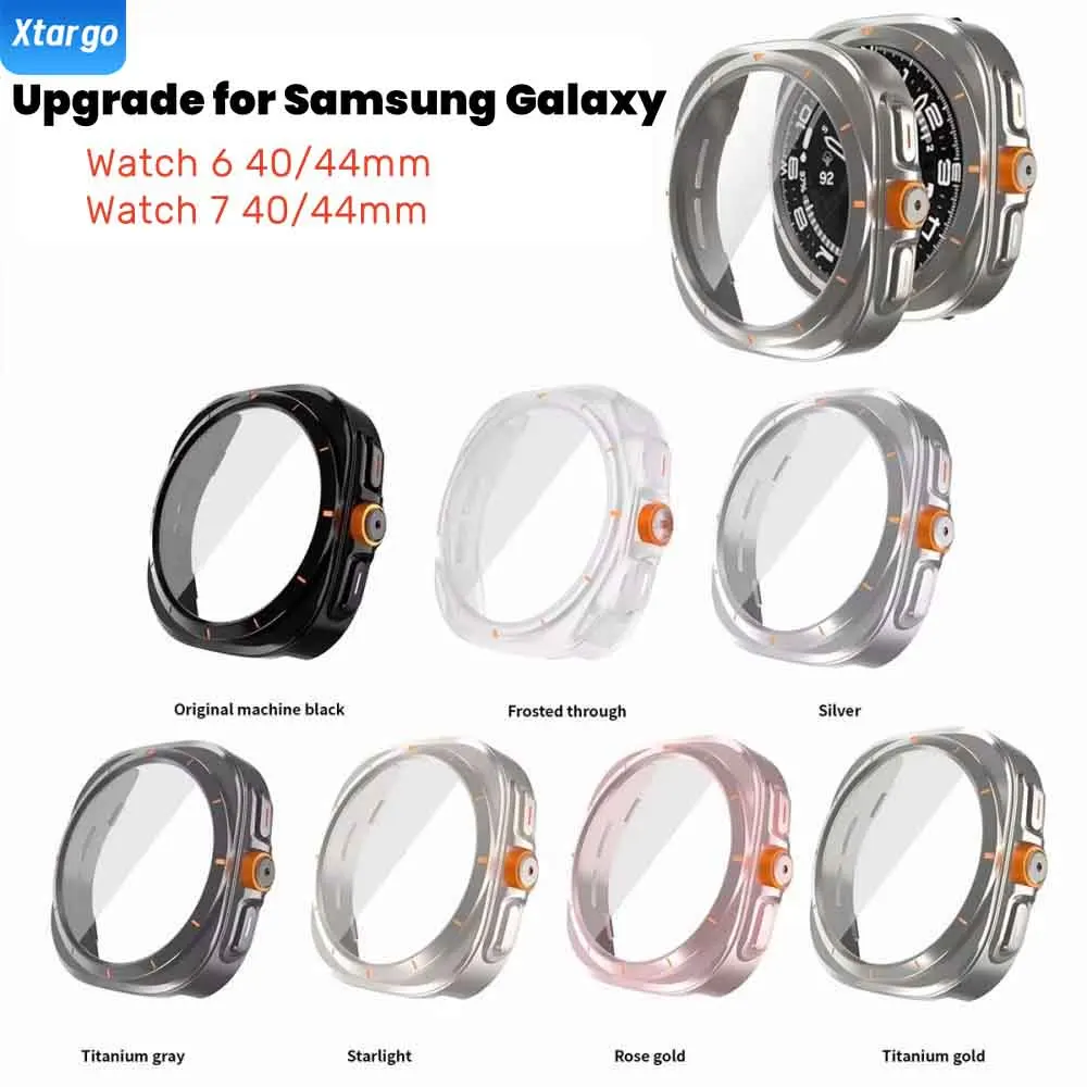 Change to Ultra Glass+Case for Samsung Galaxy Watch 7 6 40mm 44mm Upgrade To Galaxy Watch Ultra 47mm Hard Bumper Cover Protector