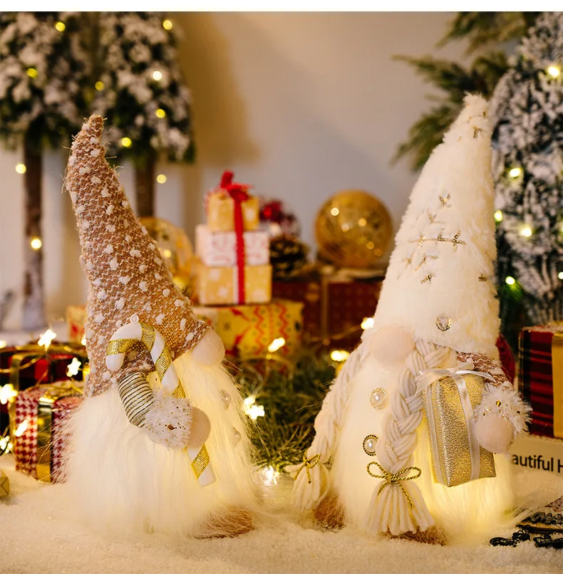 30cm Glowing Gnome Christmas Decorations 2026 Faceless Plush Dolls Elf Home Ornaments Navidad New Year 2027 Gift