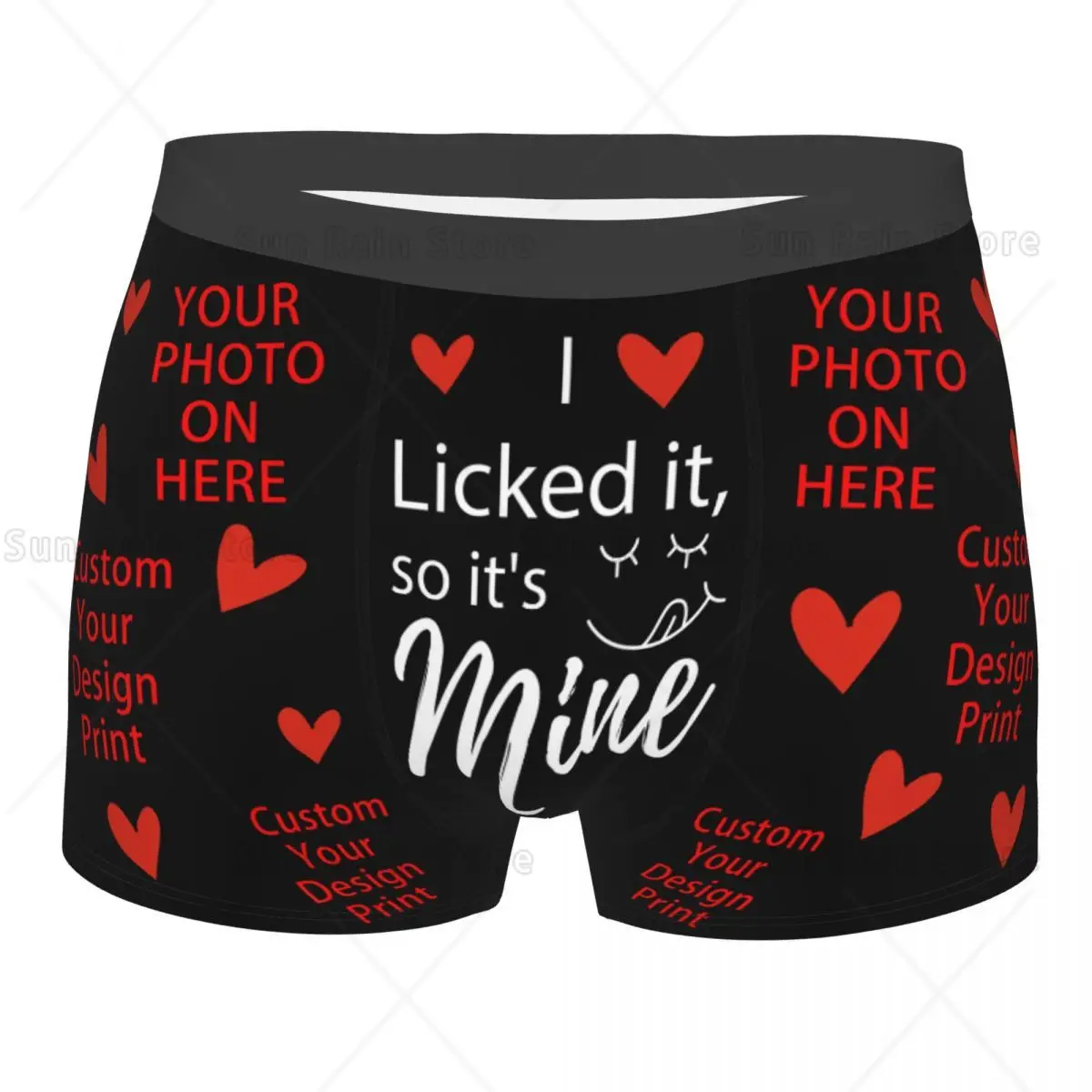 Funny Custom I Licked It So It's Mine Boxer Shorts For Men Sexy Customized Photo Print Underwear Panties Briefs Soft Underpants