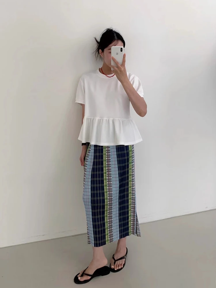 

ZHISILAO винтажные длинные прямые юбки в клетку, женские летние 2022, шикарные решетчатые пляжные юбки в стиле бохо, праздничные юбки