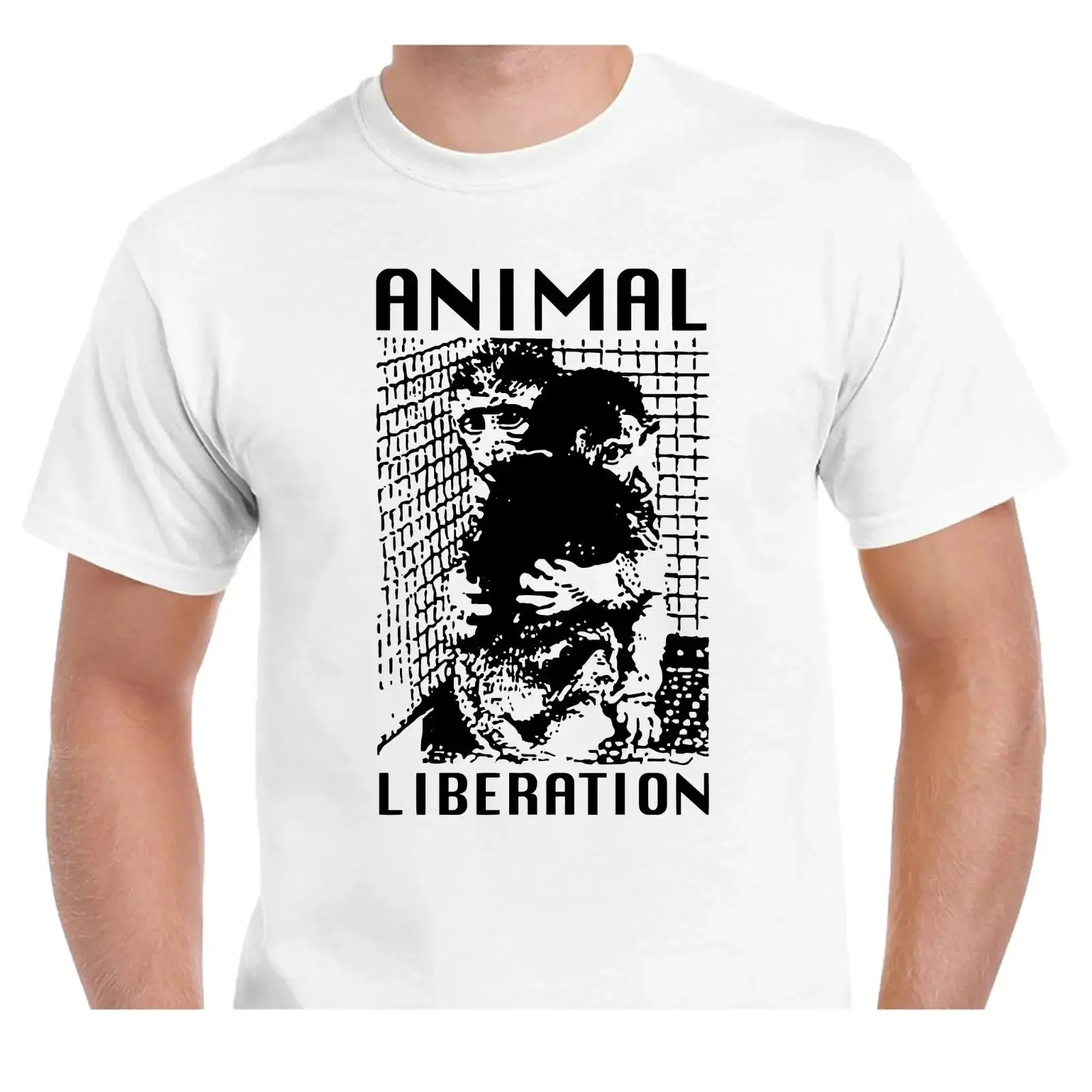 Brand new Animal Liberation T Shirt white men's vegan right wing activist punk S 5XL Image 1 of 2 vintage Washed Unisex
