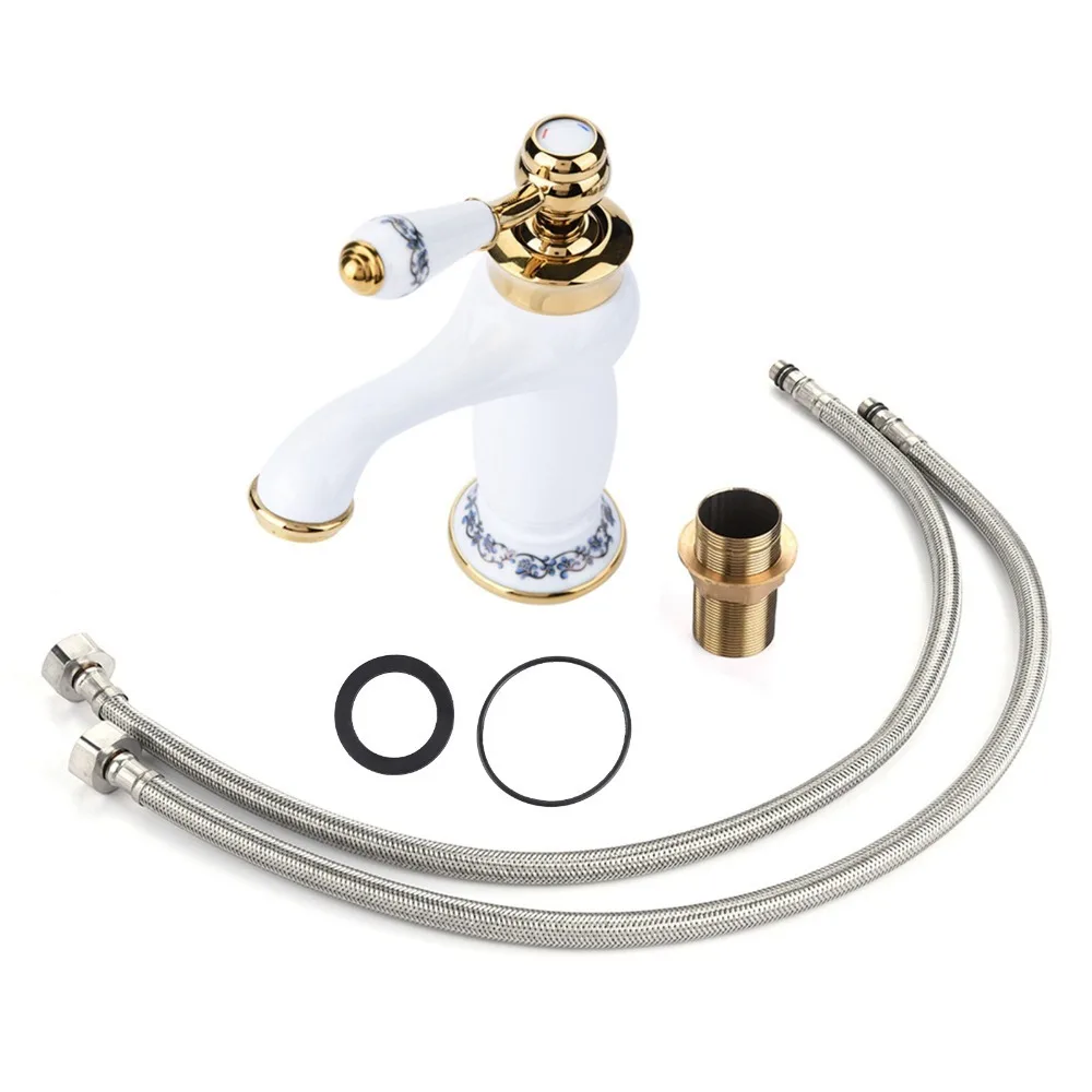 antique-hot-cold-water-mixer-tap-with-hose-brass-faucet-tap-single-handle-one-hole-faucet-bathroom-basin
