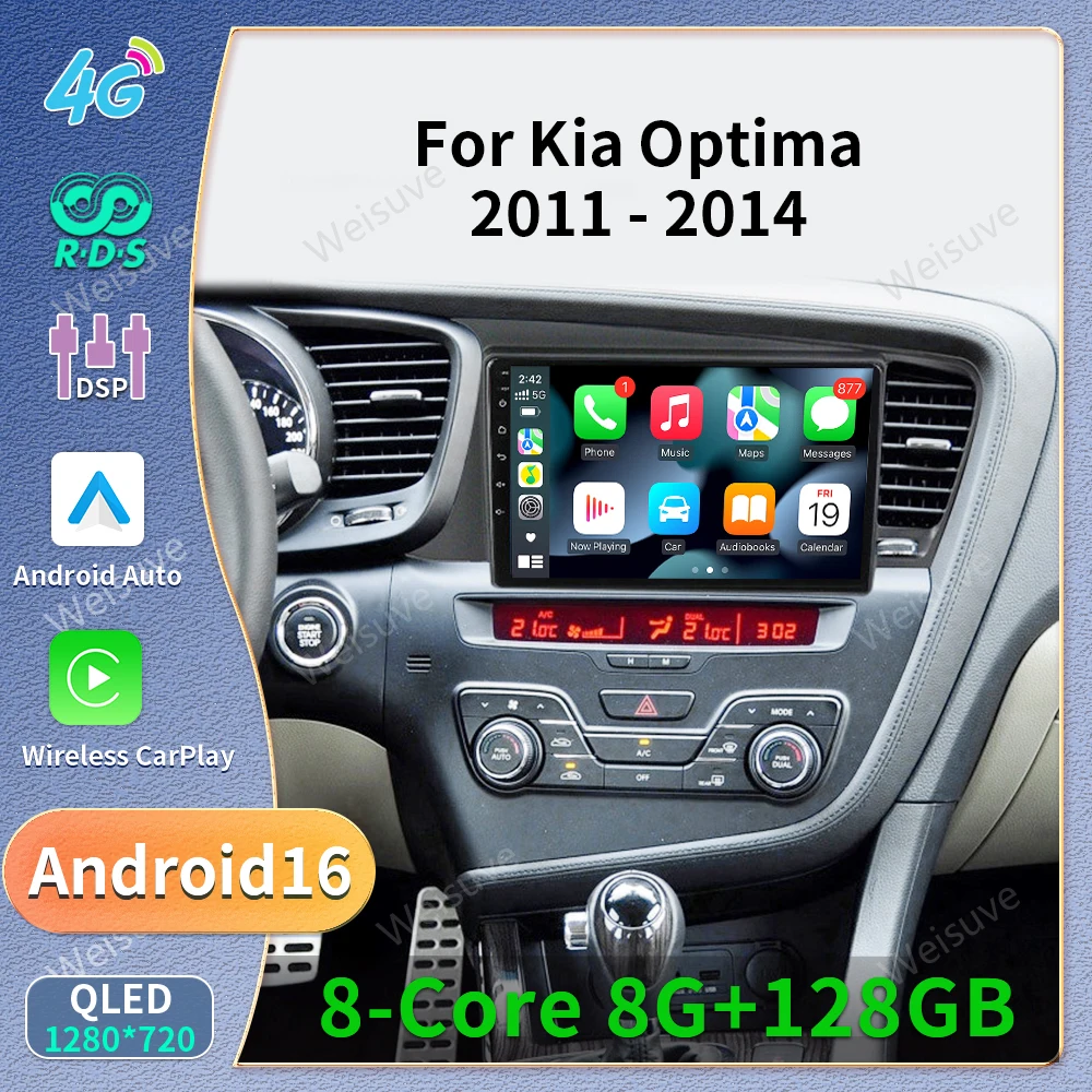 Car Radio Android 16 For Kia Optima 3 K5 TF T 2010 2011 2012 2013 2014 2015 Navigation GPS Multimedia Player Stereo WiFi+4G DSP