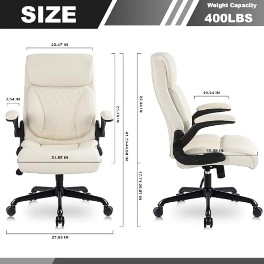 Sedia da ufficio direzionale con design ergonomico in pelle PU, altezza regolabile, supporto lombare, braccioli ribaltabili, perfetti per l'ufficio domestico