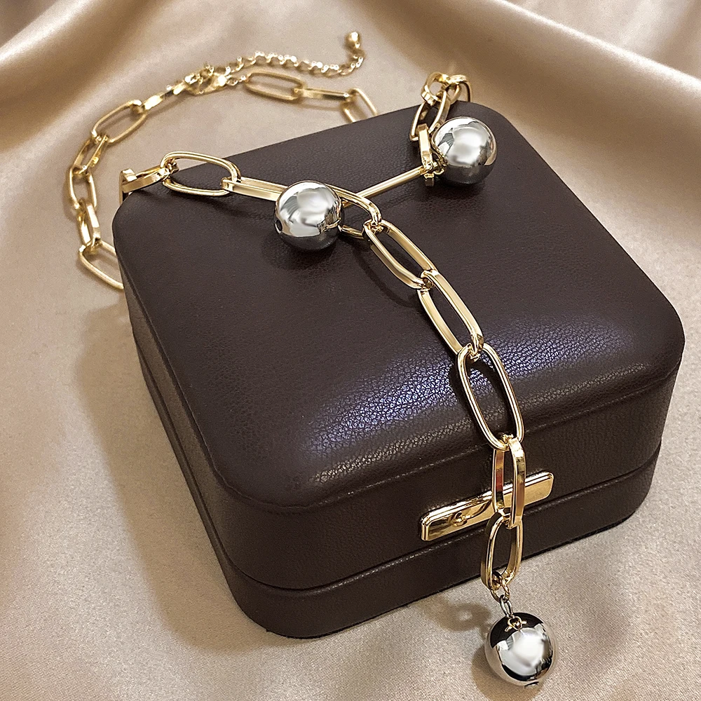 Greatera Drei Runde Perlen Dekoration Halskette Einfache Gold Farbe Einzigartige Geometrie Hohl Kette frauen Schmuck Party Geschenke 2025