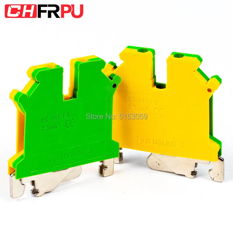 

10PCS USLKG3 Universal DIN Rail Mounted Grounding terminal Screw Type Connector Electrical Crimp Terminator