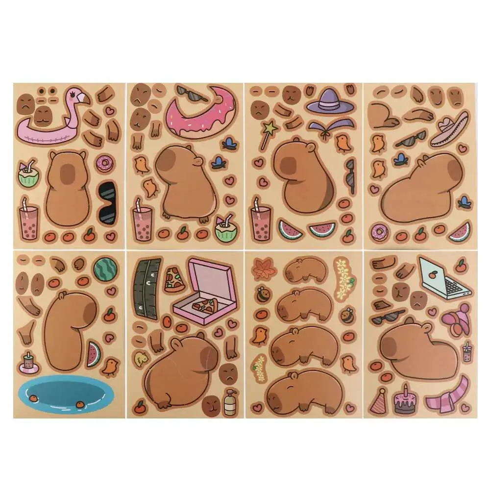 Make a Face Sticker Capybara Sticker DIY Sticker Cartoon Face Changing Stickers Waterproof DIY Toy Puzzle Stickers