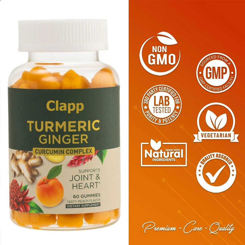 

Curcumin Contains Black Pepper Extract and Ginger Gummies, with A High Absorption Power of 95% Curcumin Supplement