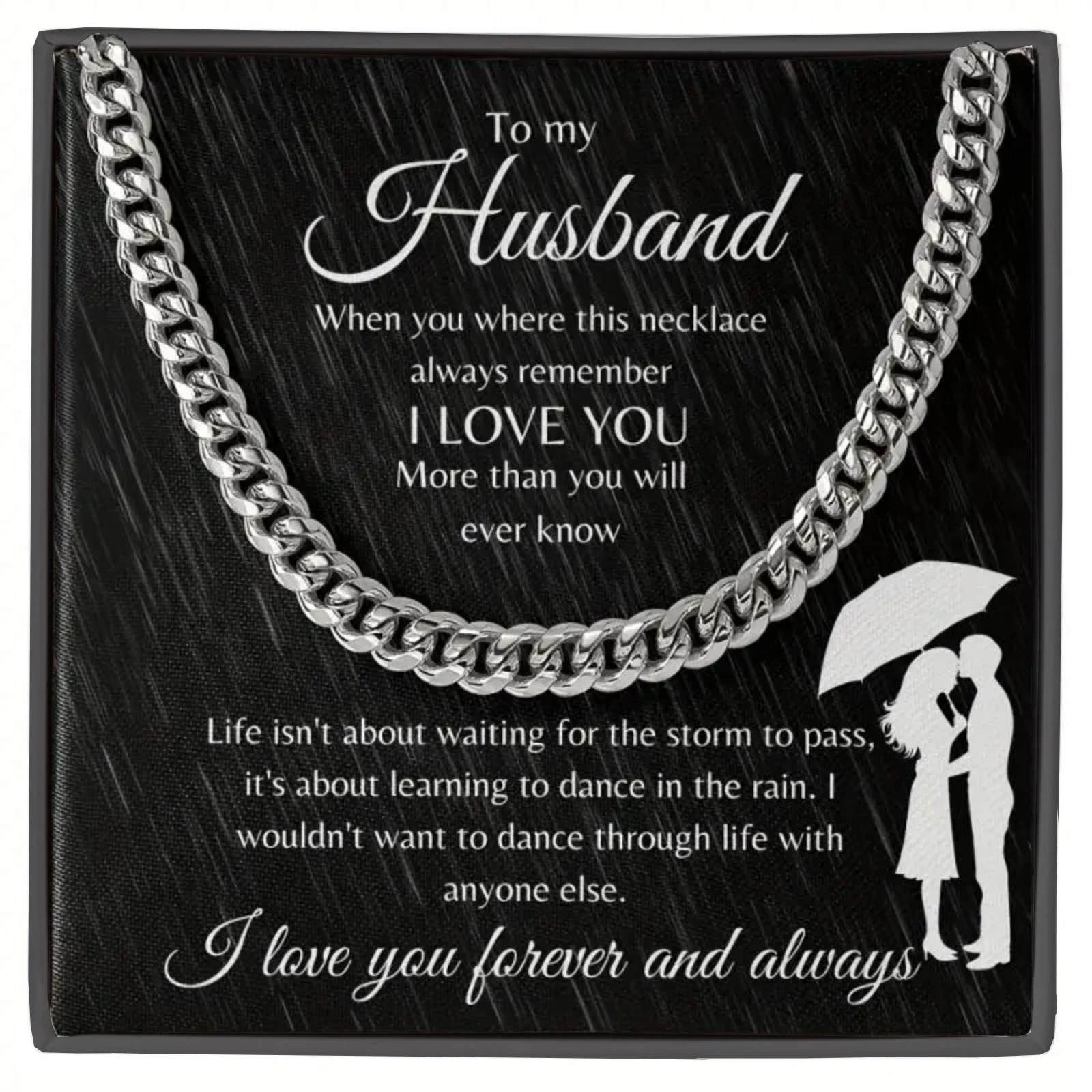 Classic High Quality Cuban Chain Necklace Gift for Husband From Wife, I Love You Forever-With Gift Card & Gift Box