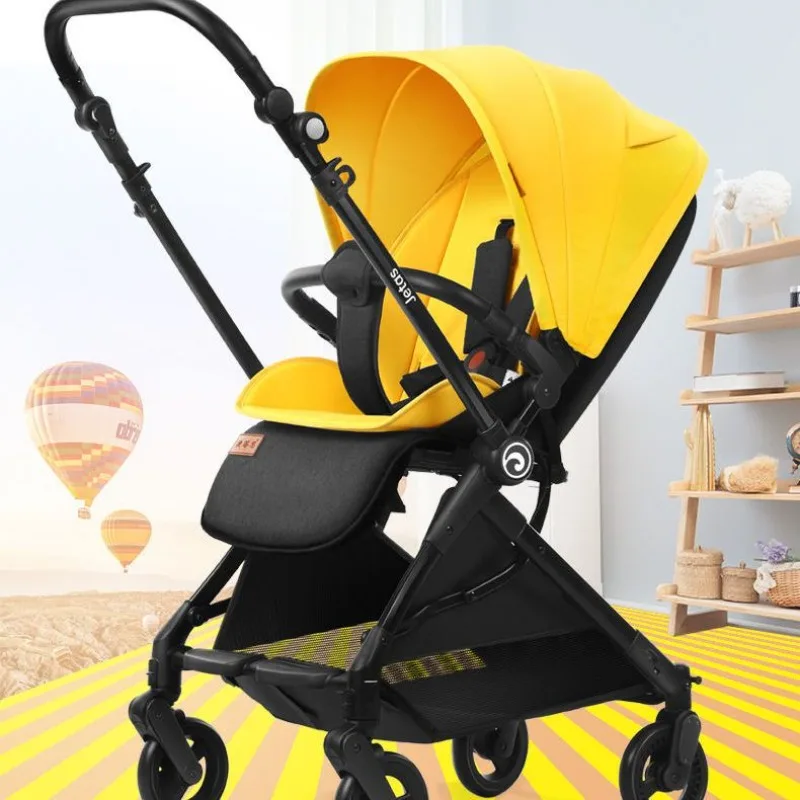 

Lightweight Reversible Baby Stroller One-Hand Fold High Landscape Infant Pushchair Convertible Sitting Lying Toddler Umbrella