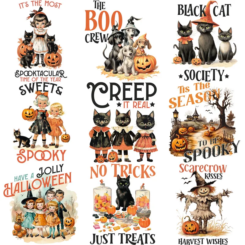 Retro 1950s Halloween Stickers Crafts And Scrapbooking stickers kids toys book Decorative sticker DIY Stationery