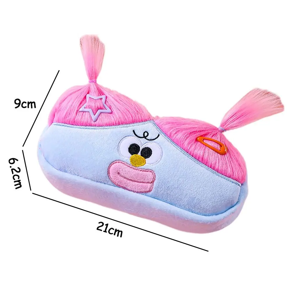 Imagem -06 - Cute Cartoon Pen Bolsa Estojo Engraçado de Cabelo Frito Bolsa de Armazenamento de Caneta de Grande Capacidade Organizador Criativo Papelaria Portátil