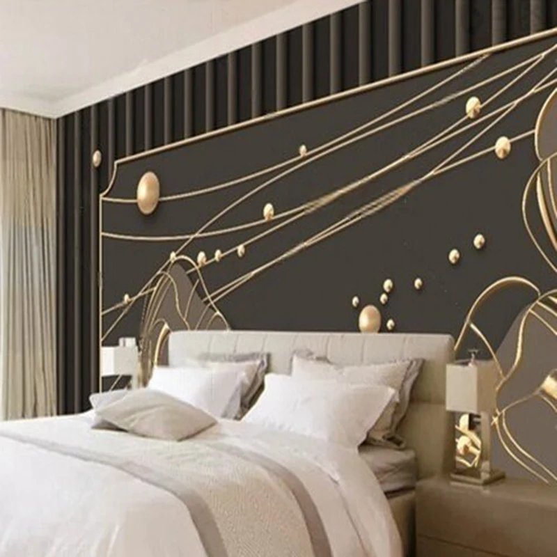 MU9100 Custom Wallpaper Modern and simple three-dimensional metal line flower ironwork decorative background wall