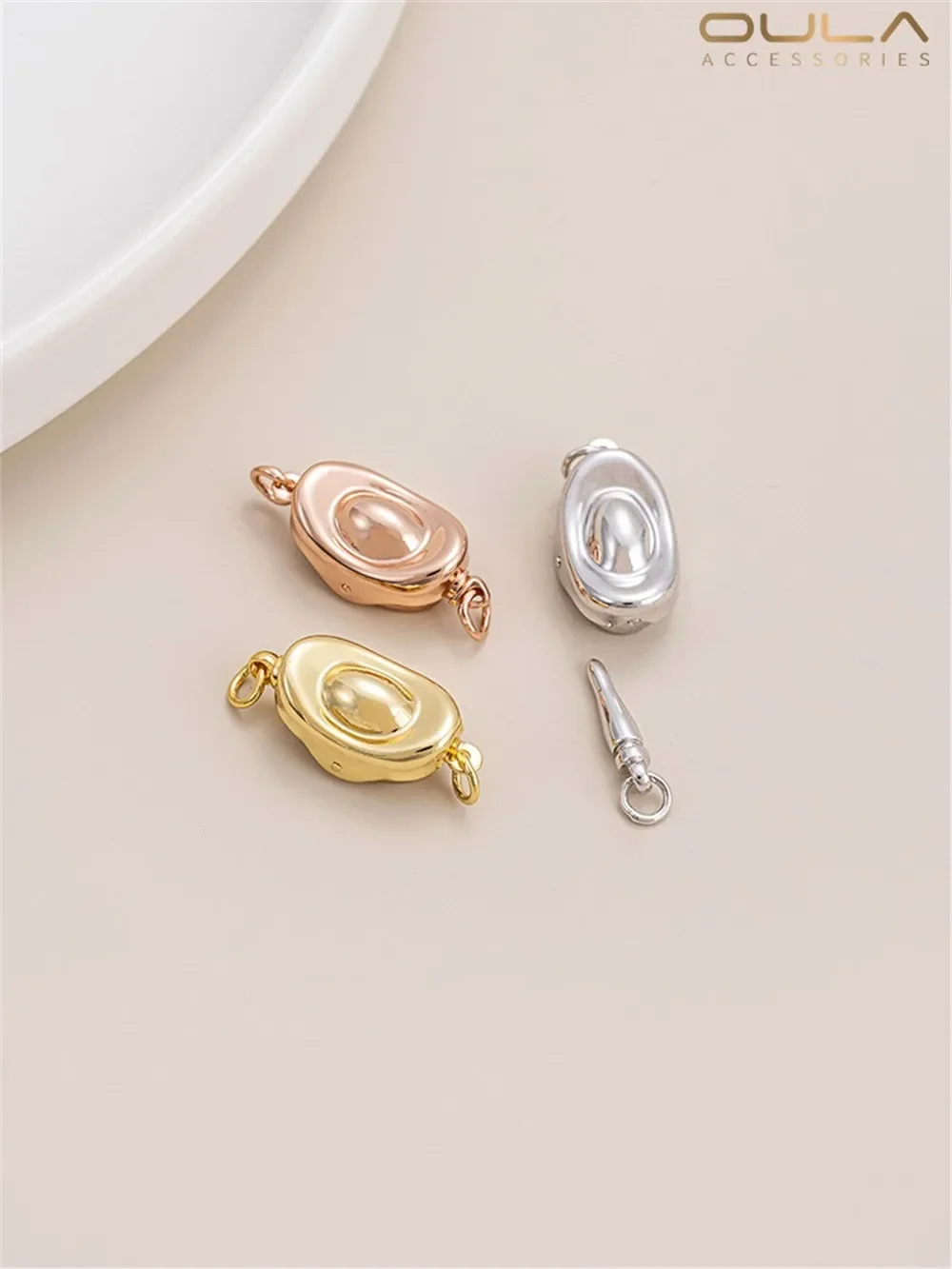 

Vacuum Electroplated Pearl Button Series Ingot Button Pea Stick Button Handmade Diy Necklace Connecting Button Accessories