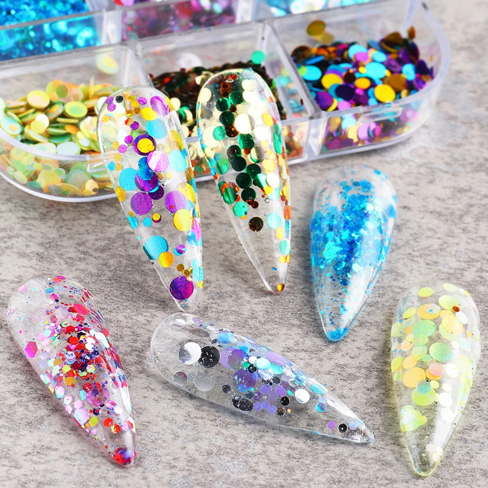

2 Boxes Nail Decor Patch Sticker Glitter Manicure Sequins Craft Supplies Artificial Nails Ladies Women DIY Art Decoration
