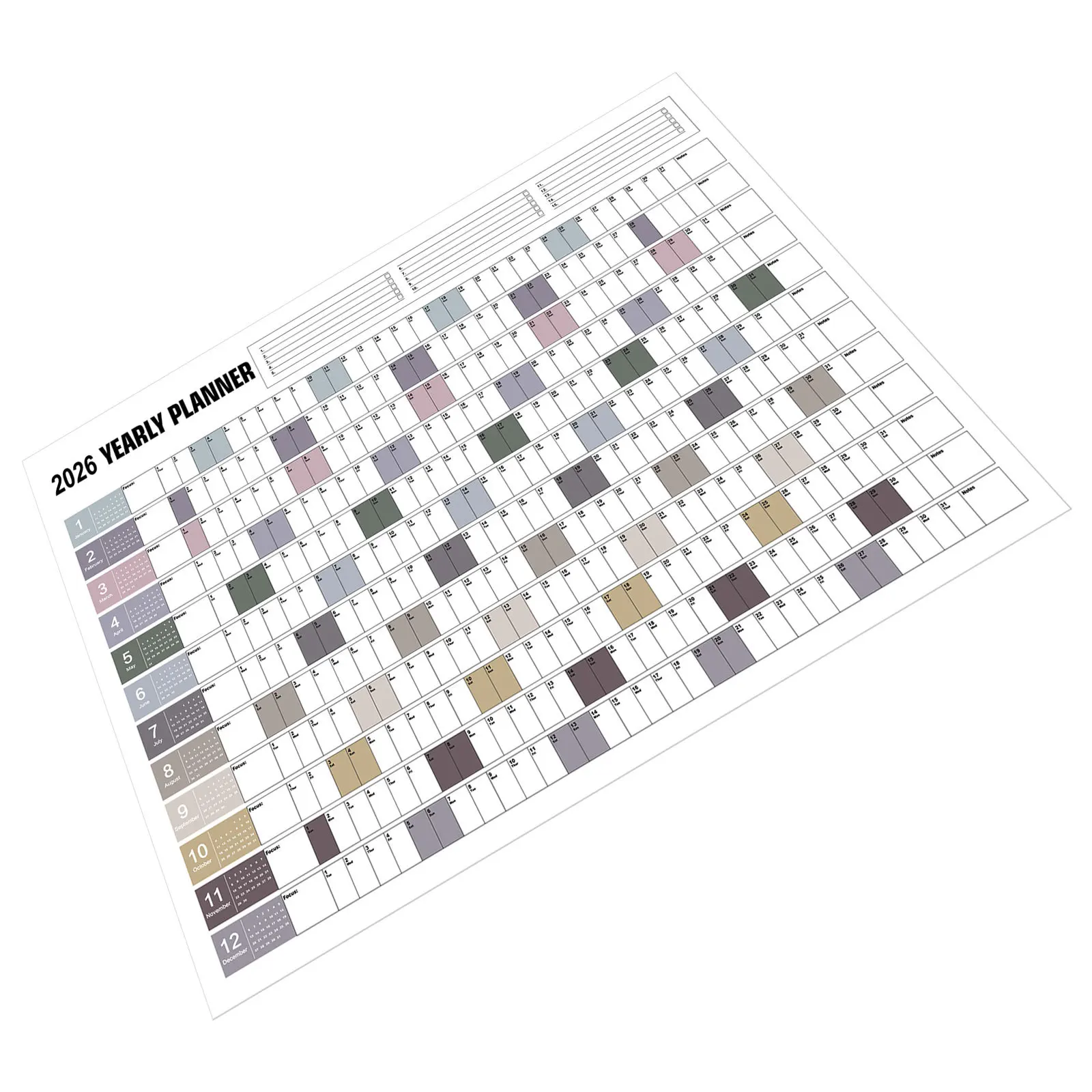 

Большой настенный календарь на 12 месяцев на 2026 год, органайзер для ежегодной семьи, планировщик Jumbo, ежемесячный график для домашнего офиса, школы, напечатанный