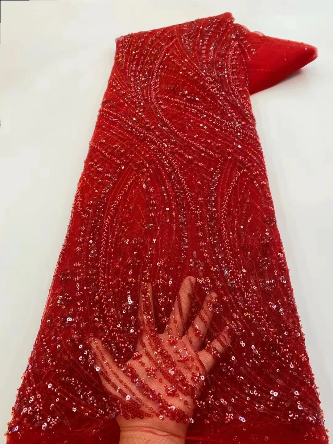 

French Velvet Sequins Lace Fabric 2024 High Quality Nigerian African Tulle Lace Fabric With Sequins For Wedding Party Dresses