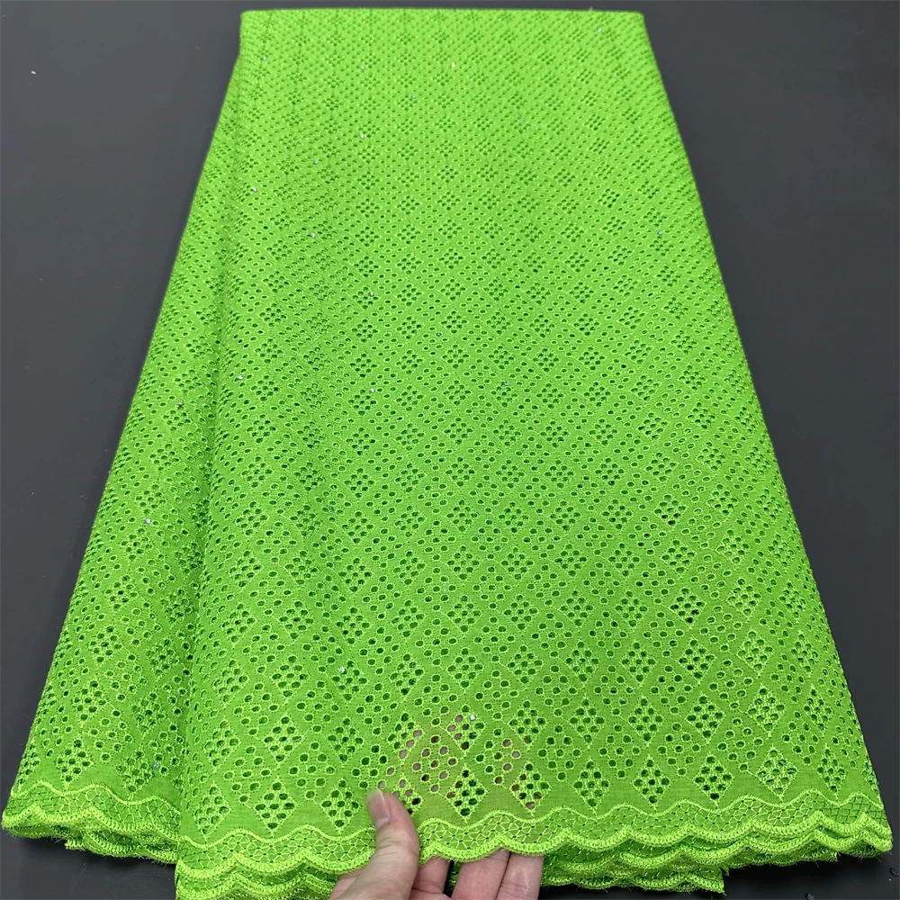 

African Nigerian Sewing Tulle Lace Fabric, Embroidery Dresses, Sequins Cotton, High Quality, Latest, 5Yards, 2024, hz1305