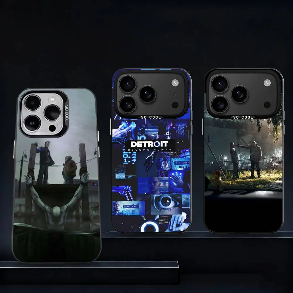 

D-Detroit Become Human Phone Case For iPhone 17,16,15,14,13,12,11,Pro,XS,Max,Plus,Mini,SE4,E Black Matte Shockproof Cover