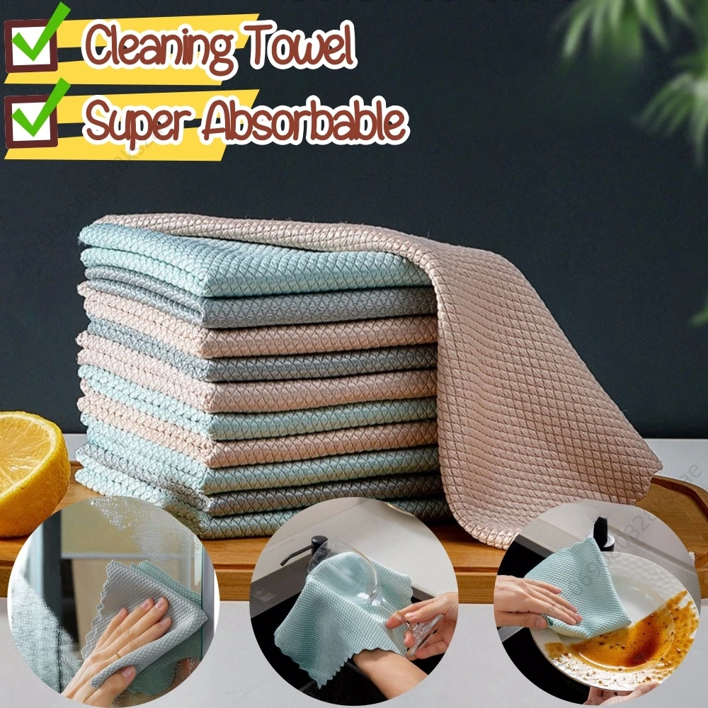 Microfiber Cloth Washing Dish Cloth Cleaning Towel Super Absorbable Window Glass Cleaning Cloth Kitchen Anti-grease Wiping Rags