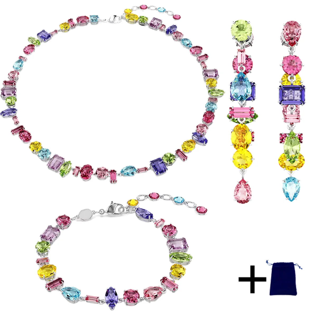 مجموعة مجوهرات أوروبية وأمريكية عالية الجودة لعام 2025 قلادة بسيطة من الحجر الأبيض للزوجين أقراط عصرية وجوية