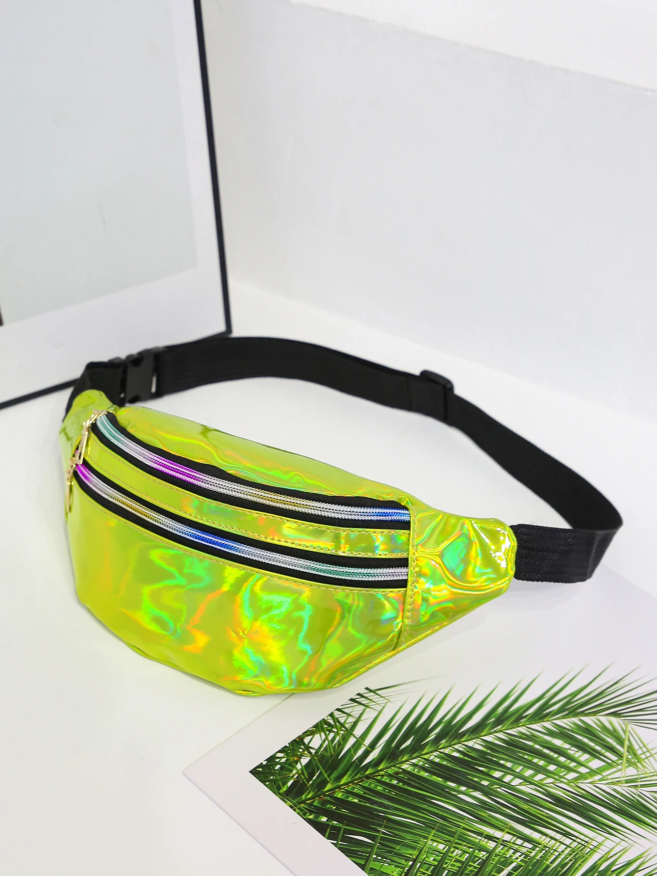 Holographic Fanny Pack,Hologram PU Waist Pack Waterproof Shiny Waist Bag,Laser Waist Bum Bag Adjustable Belt,Sport Waistbag