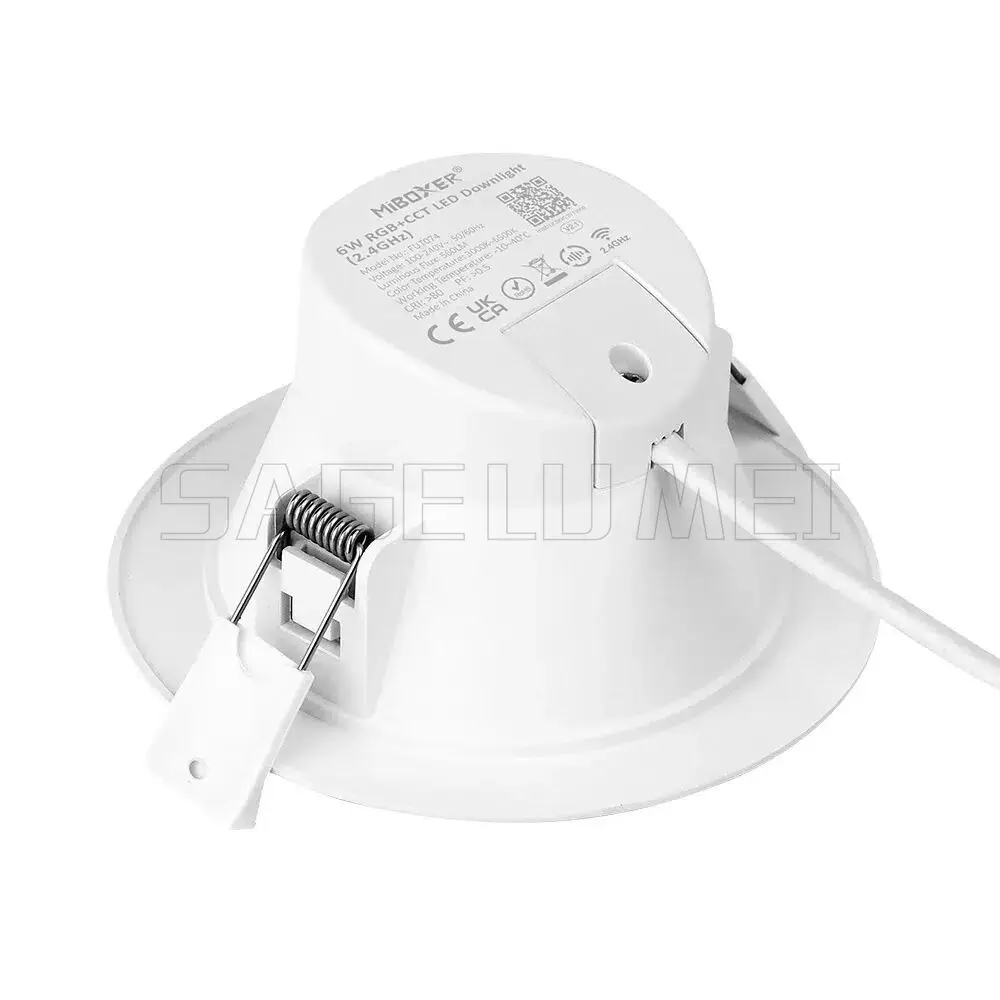 FUT074 FUT074WR MiBoxer 6W RGB+CCT LED Downlight WiFi+2.4GHz Built-in power Tuya smart app control  Third party voice control