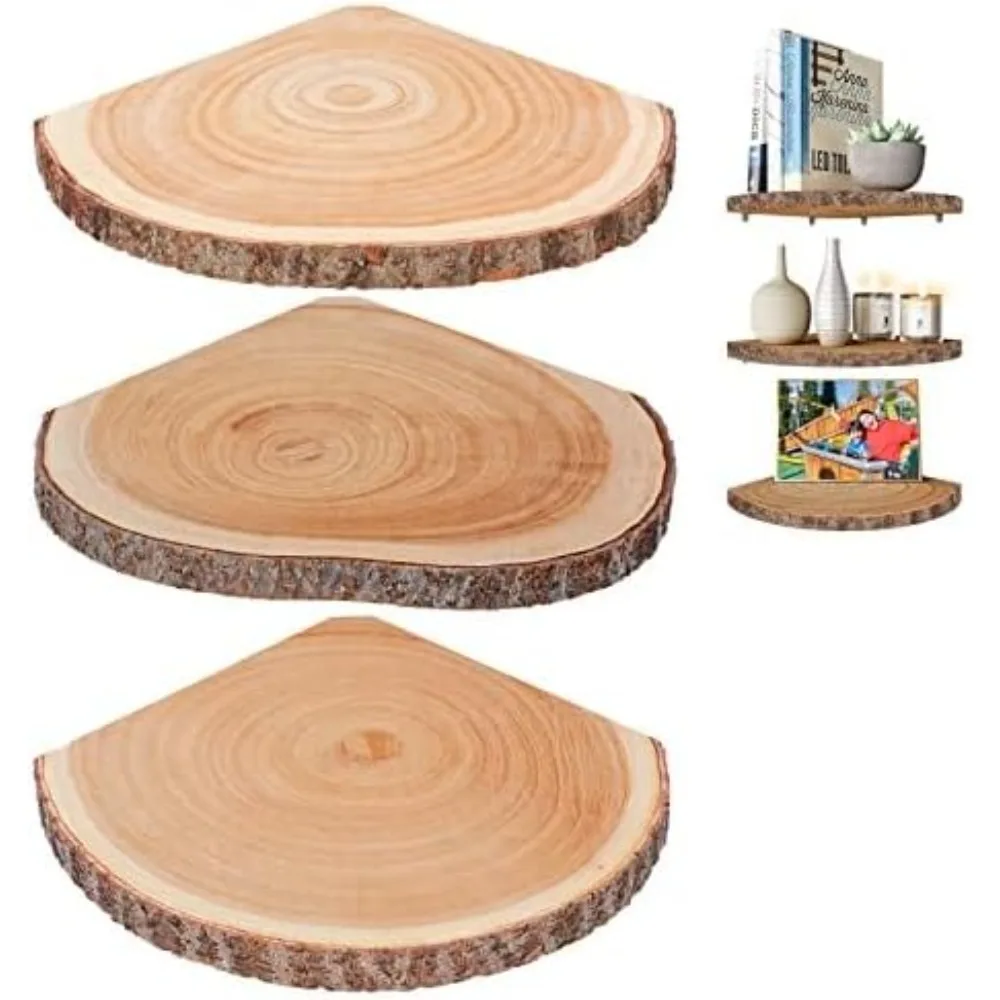 

Угловые плавающие полки (3 шт. деревянная угловая полка, угловые полки в деревенском стиле, настенная угловая полка для декора/хранилища/кухни/спальни/офиса/