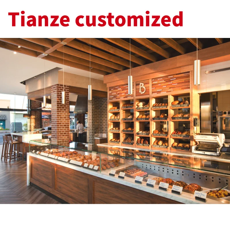 

(customized)Custom Made High-grade Bread Retailing Shop Fittings Display Fixtures Bakery Stores Wooden Furniture Tailor Design