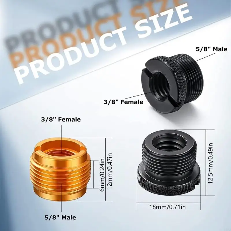 H37B 10pcs 5/8 ถึง 3/8 อะแดปเตอร์สกรูน็อตเกลียวสำหรับไมโครโฟนไมโครโฟนยืนตัวยึดคลิปไมโครโฟนปรับได้