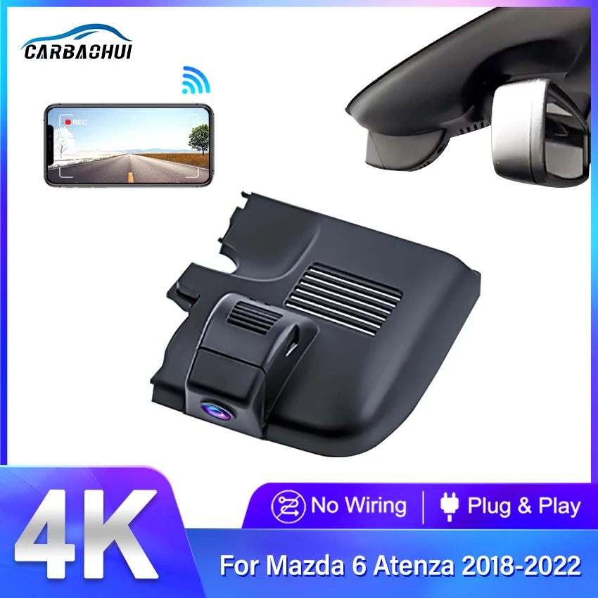 4K HD 2160P Plug and Play WIFi Car DVR Video Recorder Dual Lens Dashcam for Mazda 6 Atenza Deluxe 2020 2021 2022 By APP Control