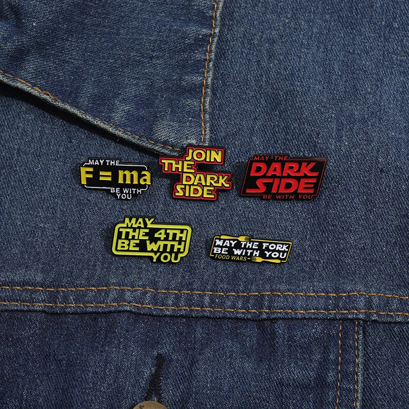 Join The Dark Side Enamel Pin May The 4th F=ma Fork Be With You Brooches Lapel Backpack Badge Punk Gothic Jewelry Accessories