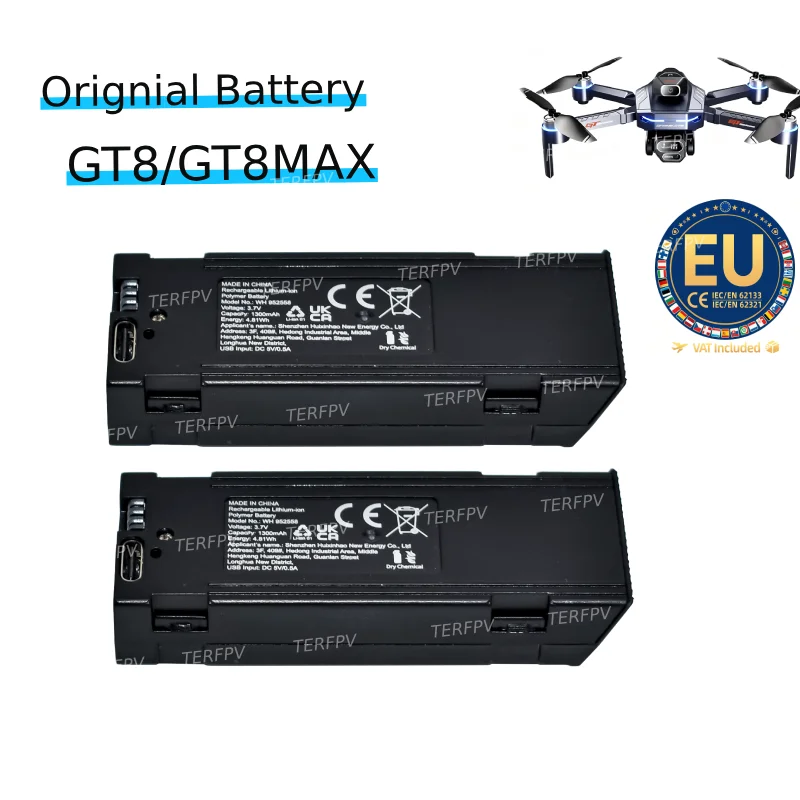 Original GT8 Drone Battery For GT8Max Quadcopter 8K Professional Camera Dron 3.7V 1300MAH 20min