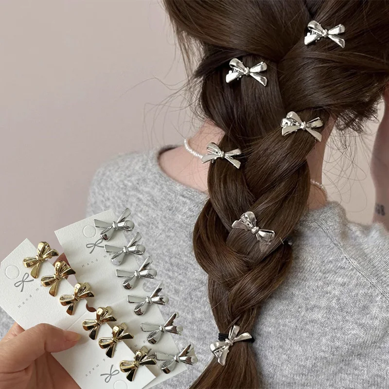 

6Pcs/set of Women's New Golden Bow Mini Hairpins, Sweet and Cool Girl Bangs Hairpins and Hair Accessories
