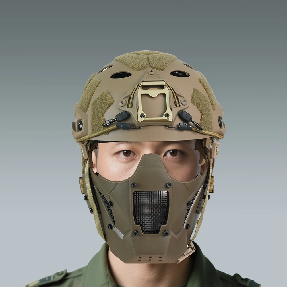 BOOIU Tactical Helmet Mask Half-Face Iron Mesh Windproof Mask Air Gun Headdress Outdoor Sports Cycling Mask Hunting Accessories