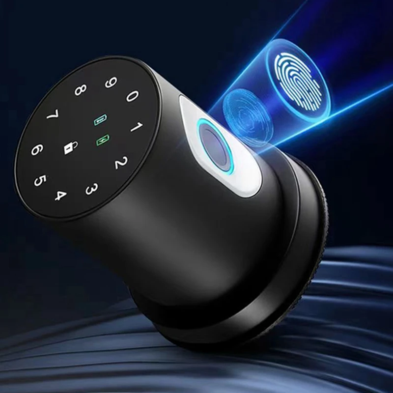 Smart Door Lock With Fingerprint NFC App Code Backup Keys Stylish Bluetooth Door Knob (Black Fingerprint+Bluetooth)
