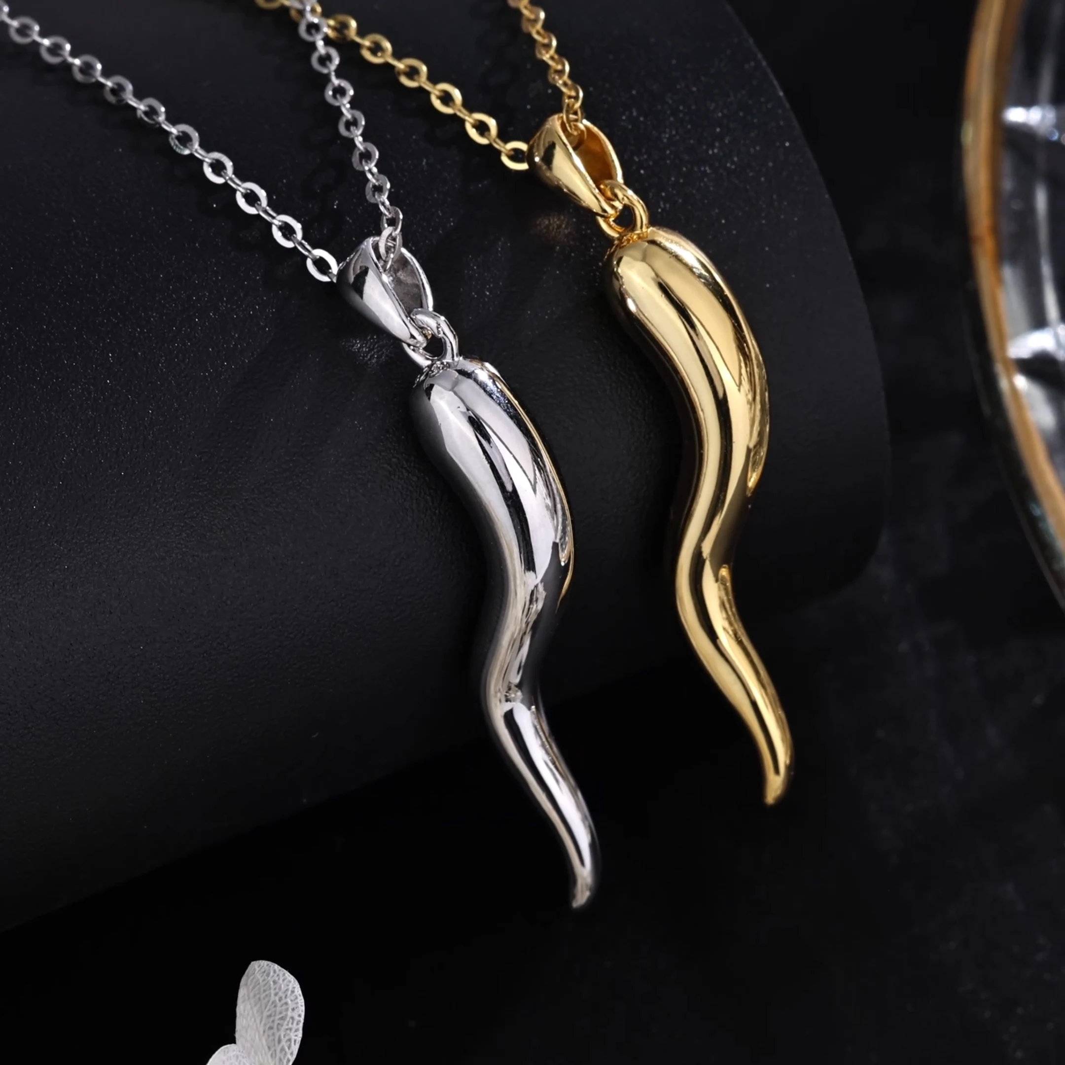 Eudora 925 Sterling Silver Italian Horn Cornicello Necklace Good Luck Friendship Dreams Amulet Pendant Spiritual Jewelry Gift