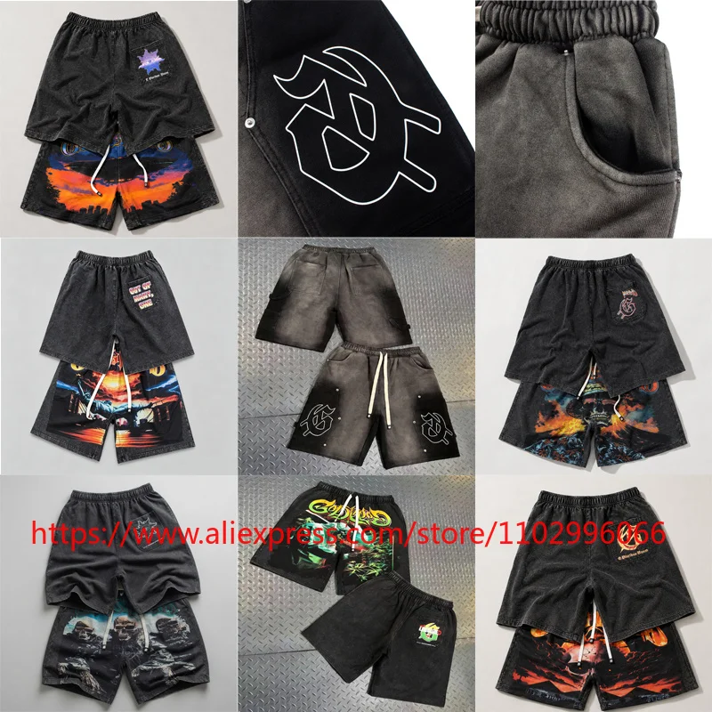 

Men's GOD High Street SPEED Shorts Summer New Collection Elastic Waist Pull-string Loose Casual Retro Washing Water Black Shorts