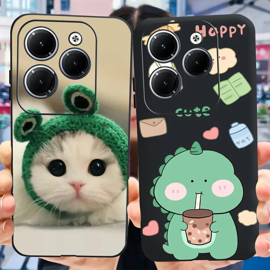 Case For Infinix Hot 40 4G Hot 40 Pro 2023 Cute Cat Dinosaur Phone Bumper For Infinix Hot40 40Pro Soft Silicon Back Cover