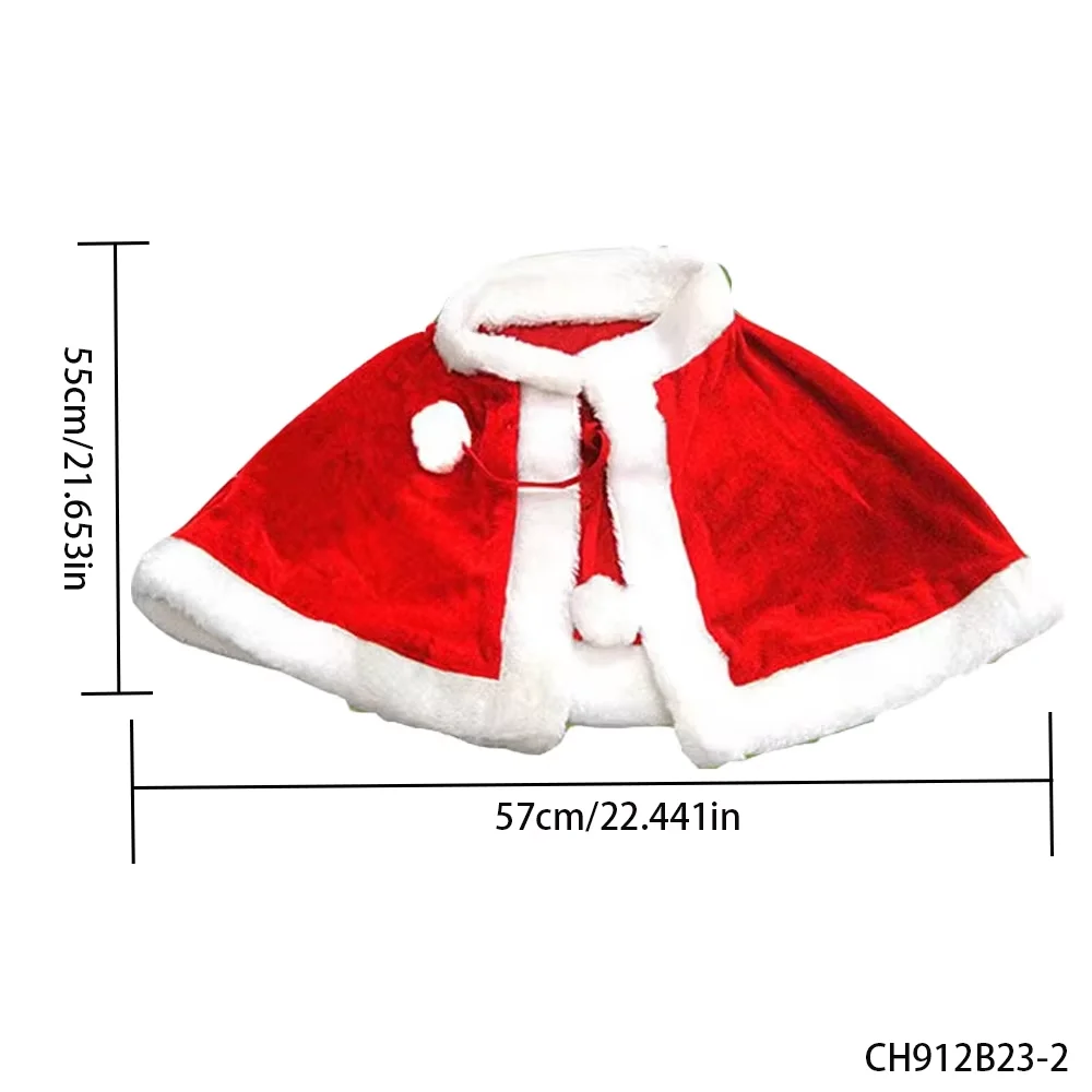 PESENAR Capa curta de Natal Capa de Natal com tema de Papai Noel Capa vermelha fantasia de Natal