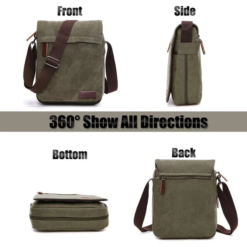 Casual Portable Men's Shoulder Bag Solid Vintage Canvas Messenger Bags Trend Cellphone Crossbody Satchel For Men Purse image 3