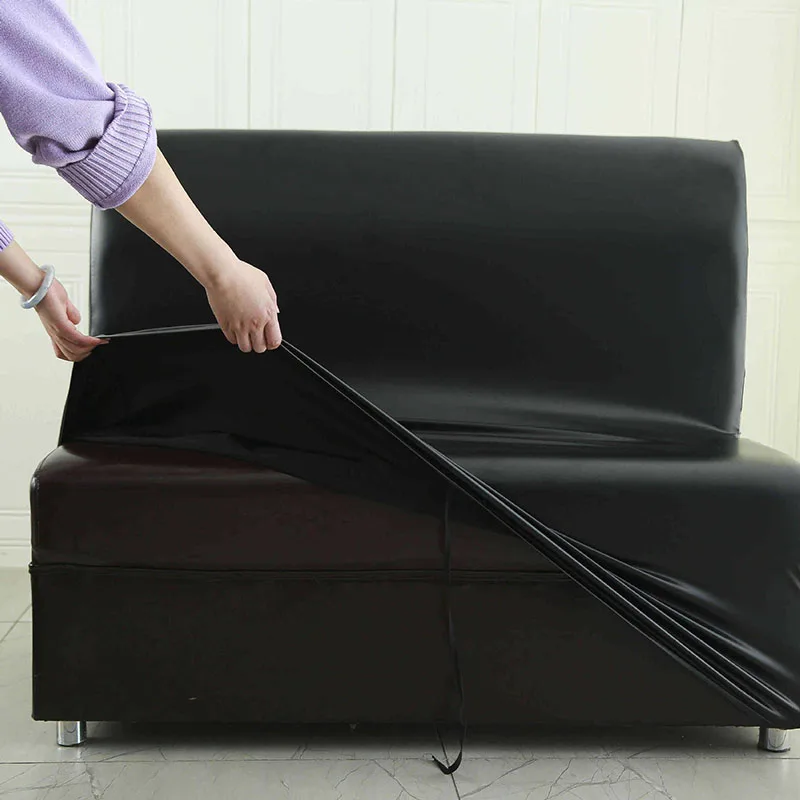 Armless Card Hotel Waterproof Sofa Cover All-Cover Faux Leather Elastic Couch Slipcover Soft Anti-Scratch Furniture Protector