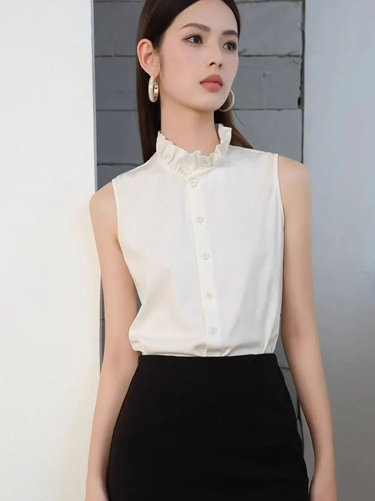 Ele exclusivo casual comute sle blusa gola de renda svel irt roupa interior primavera 2025 na moda topo feminino faion