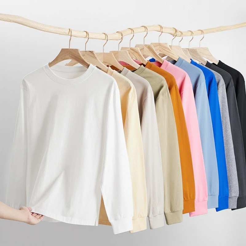 2025 100% Cotton T-shirt Autumn Winter High End Women Long Sleeve O-Neck Fashionable Loose Tops Breathable Versatile T Shirt