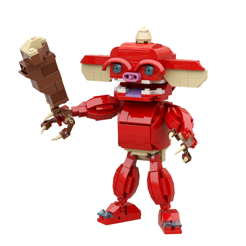 Blocs de construction assemblés modèle petit monstre rouge MOC, jouet créatif à monter soi-même, cadeau d'halloween et de noël